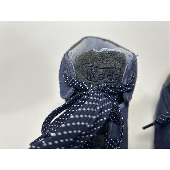 Meds High Top Hidden Wedge Rookie Shoe Navy Blue Suede Size 8 - Picture 4 of 9